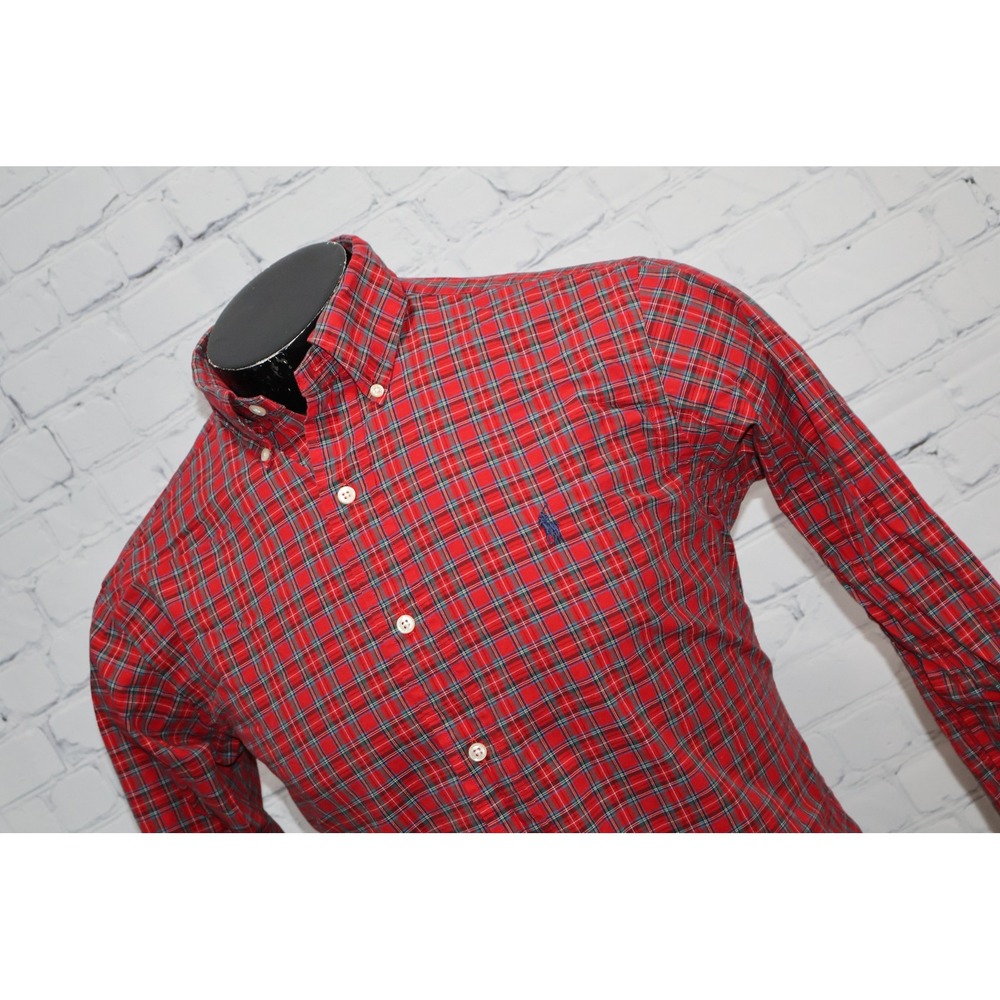 Polo Ralph Lauren Button Down Dress Shirt Mens Christmas Red Plaids Classic Fit
